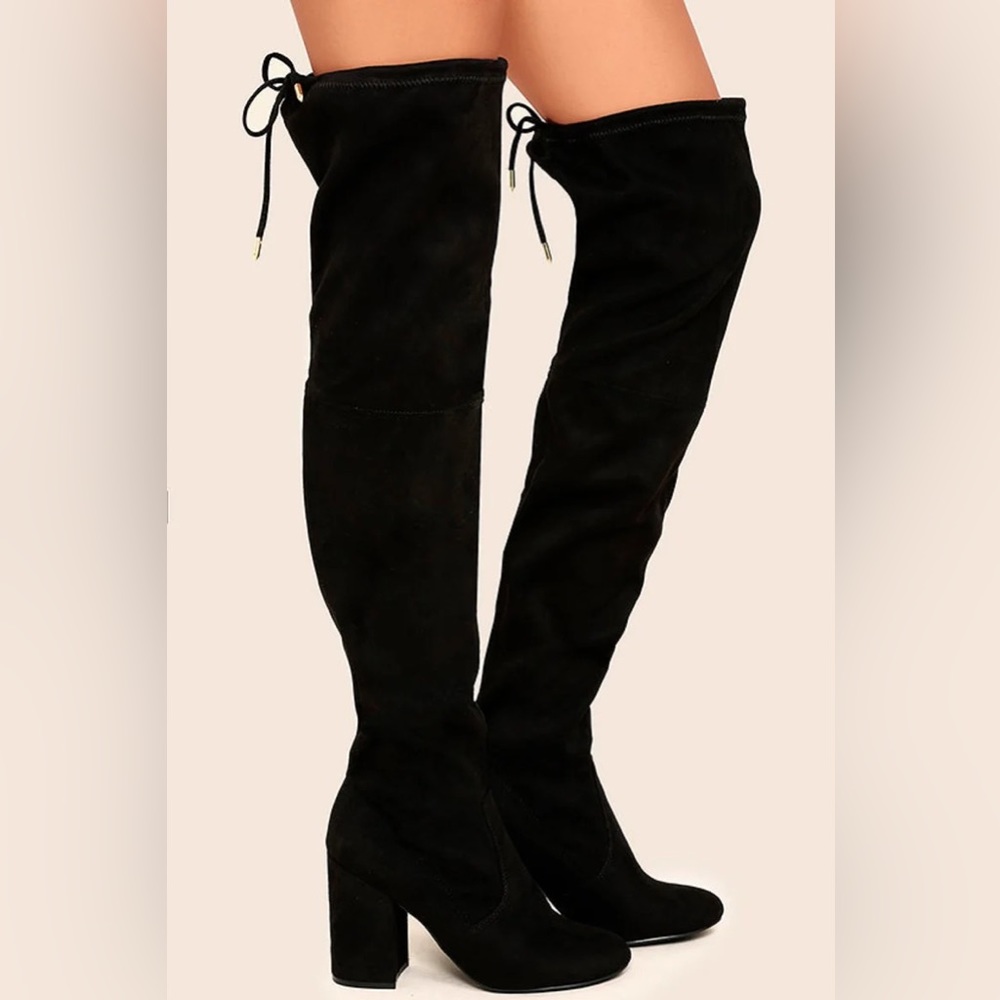Steve Madden Norri Black Suede Over the Knee Boots - Picture 2 of 5